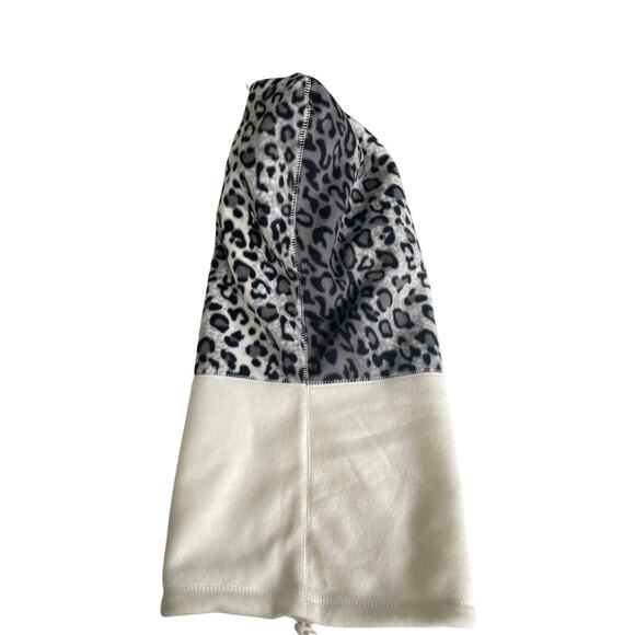 FLEECE HOODED NECK WARMER FACE-MASK CHEETAH GRAY/CREAM SZ XS WIND RESISTANT - Picture 7 of 11